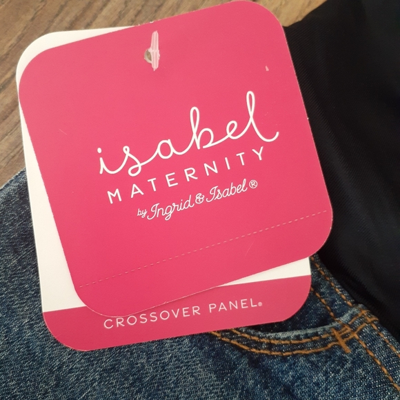 Size 2 NWT Maternity Midi Shorts Medium Blue Denim Crossover Panel - Picture 10 of 12